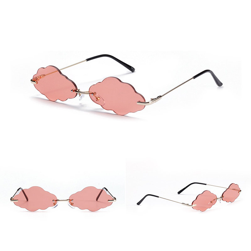 Luxury Women Punk Cloud Shaped Lens Rimless Sunglasses