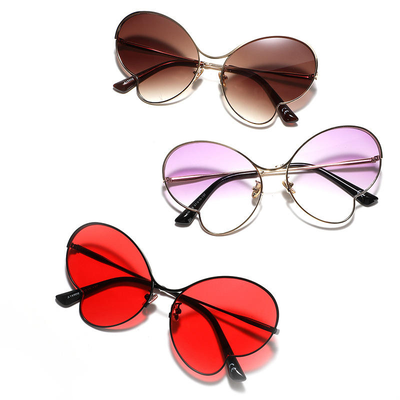 Women Gradient Metal Butterfly Frame Sunglasses