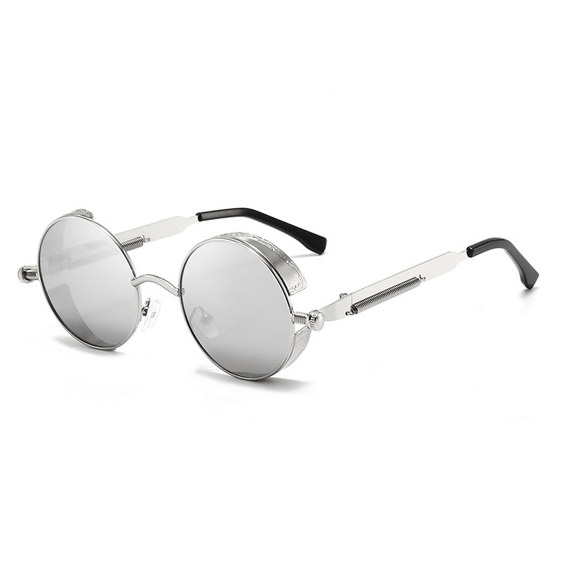 Men Women Round Metal Gothic Steampunk Sunglasses