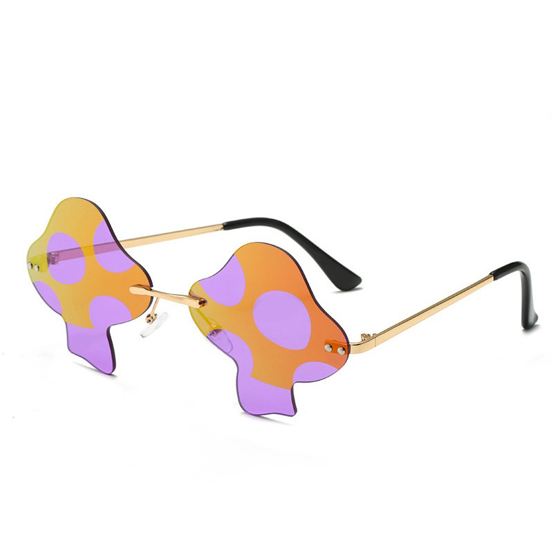 Color Film Mushroom Shaped Rimless Sunglasses