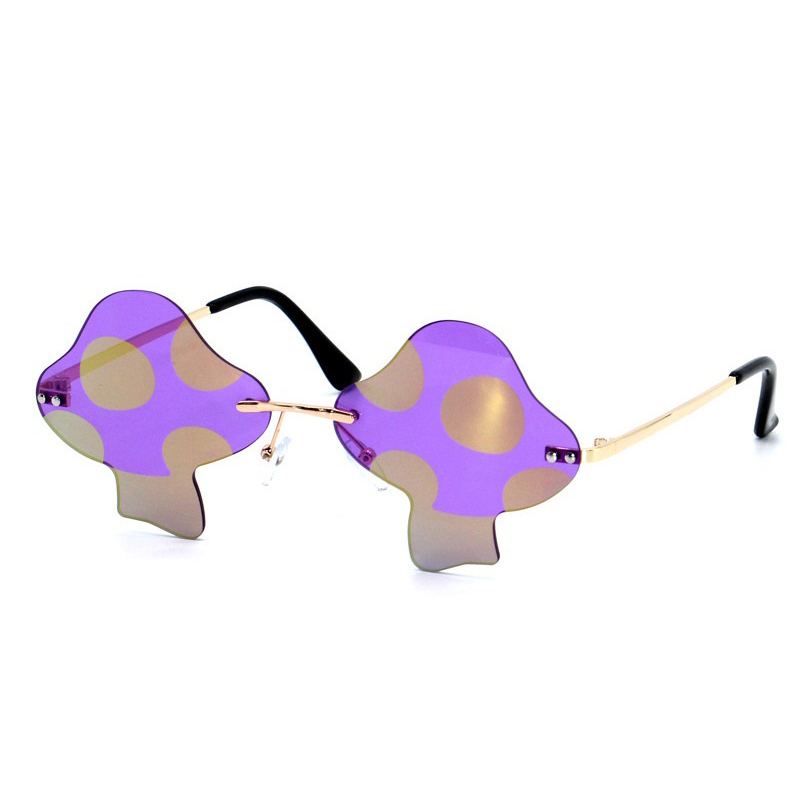 Color Film Mushroom Shaped Rimless Sunglasses