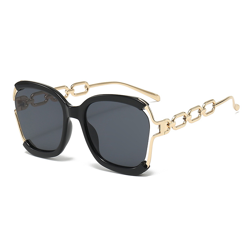 Fashionable Hollow Chain Leg Metal Framed Sunglasses