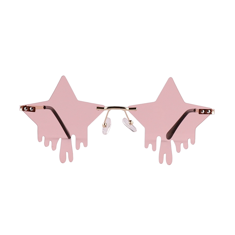 Trendy Dripping Star Shape Rimless Color Sunglasses