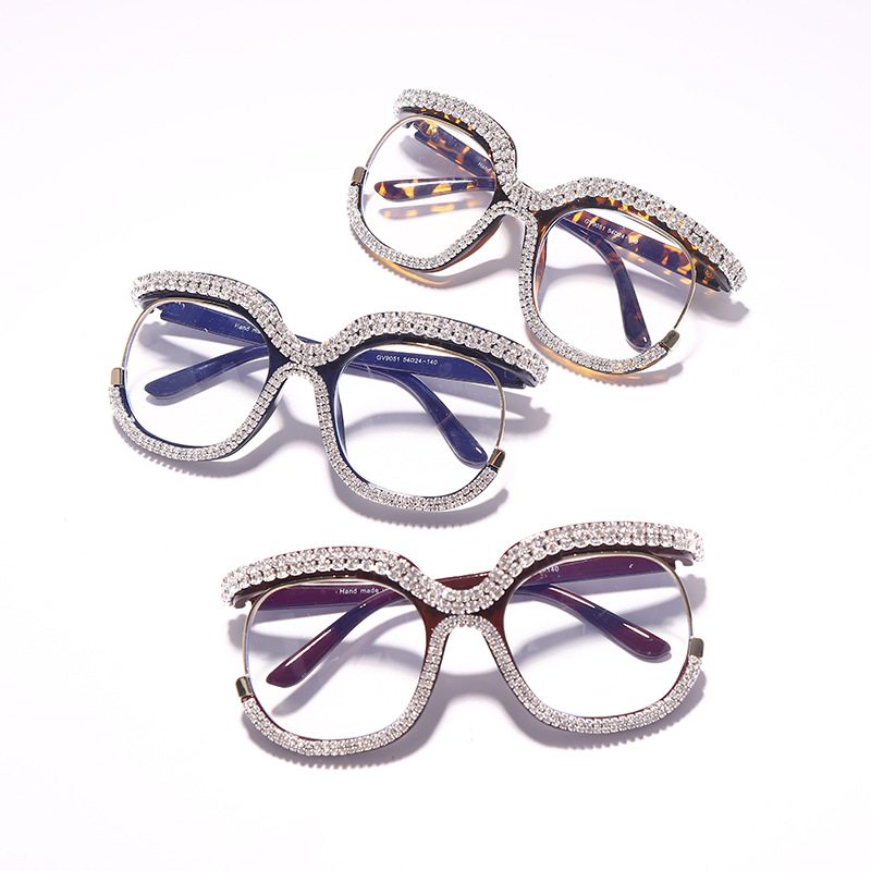 Retro Square Optical Glasses Frames Diamond Eyewear