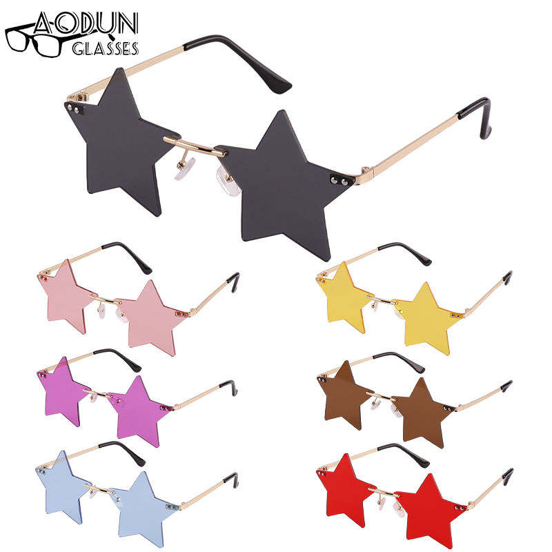 Colorful Funny Party Star Shape Rimless Sunglasses