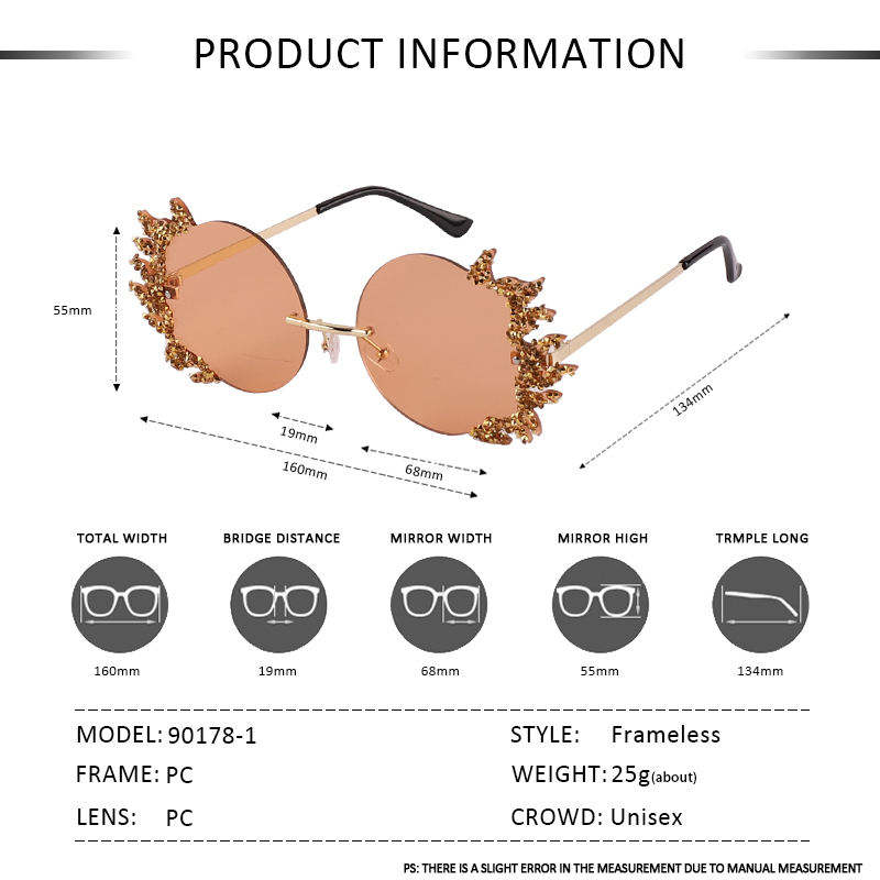 Large Frame UV400 Protection Glitter Diamond Sunglasses