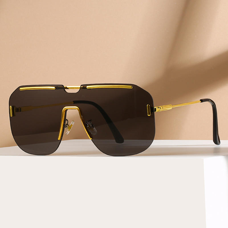 Fresh And Sweet Oversized Rimless Metal Sunglasses