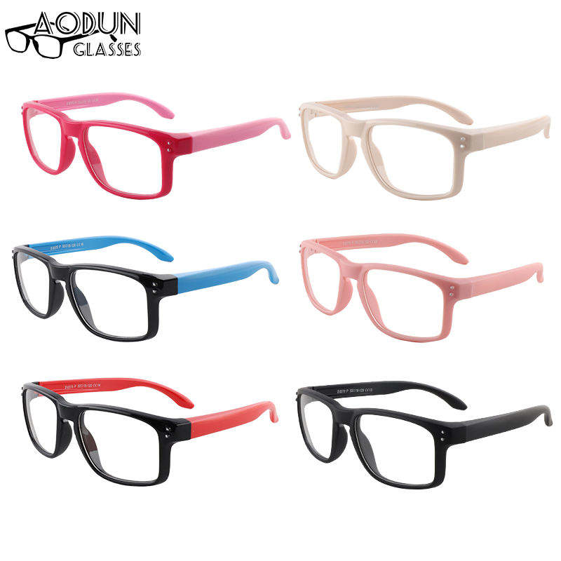 Black Square Frame Plastic Spectacle Lens Glasses For Children