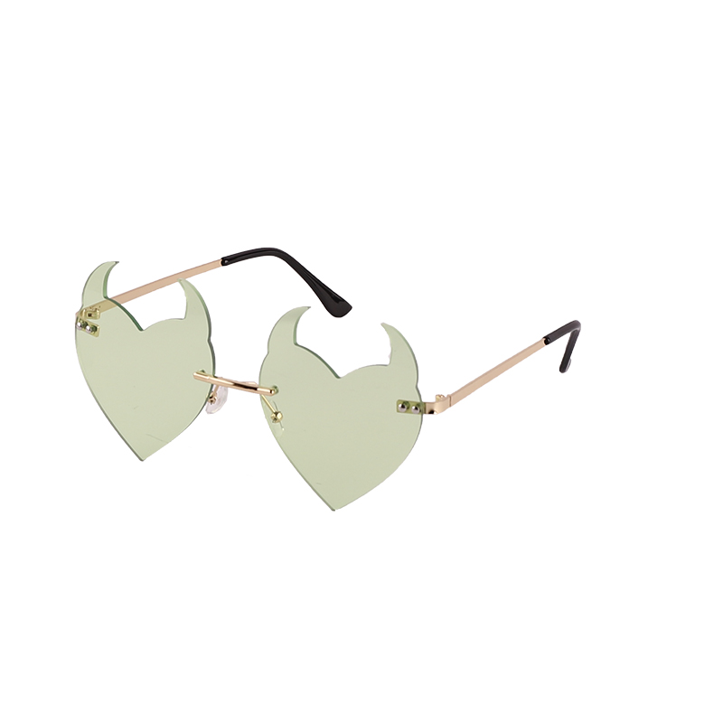 Novelty Rimless Devil Heart Shaped Sunglasses For Women