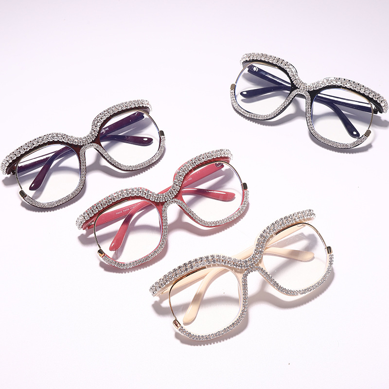 Retro Square Optical Glasses Frames Diamond Eyewear