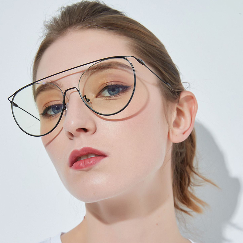 Oversized Vintage Round Metal Frame Optical Glasses