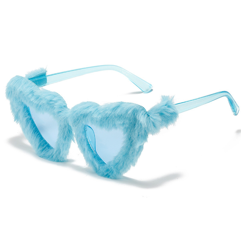 Trendy Funny Party Furry Heart Shaped Sunglasses