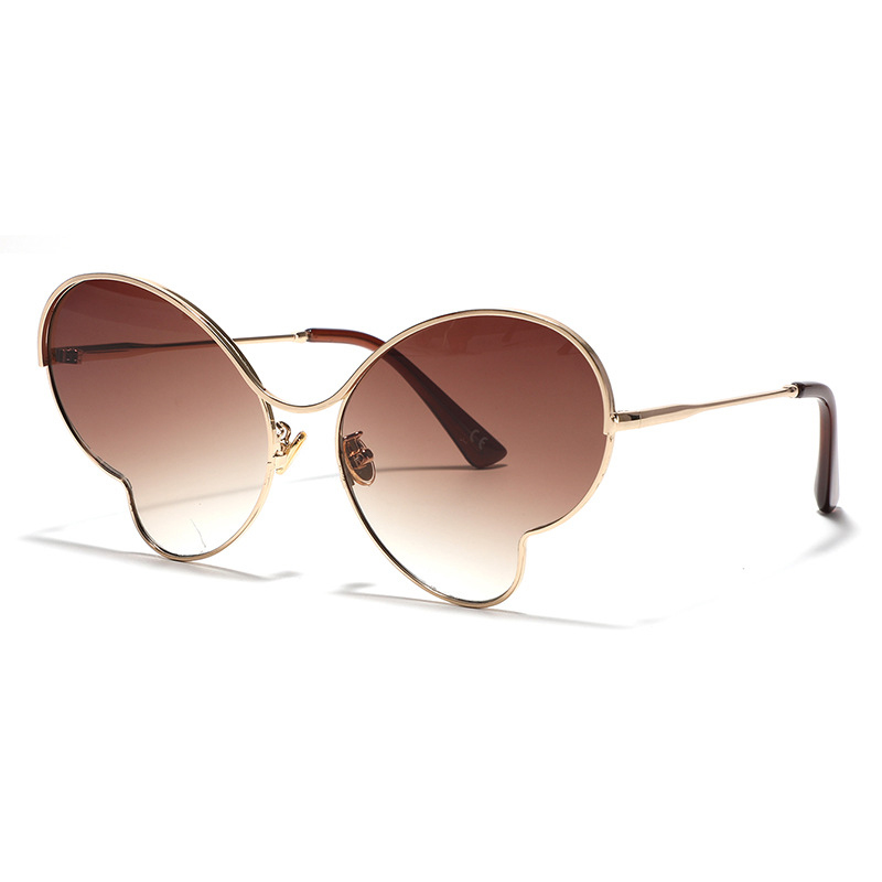 Women Gradient Metal Butterfly Frame Sunglasses