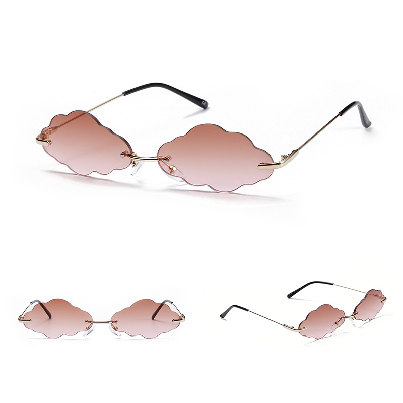 Luxury Women Punk Cloud Shaped Lens Rimless Sunglasses