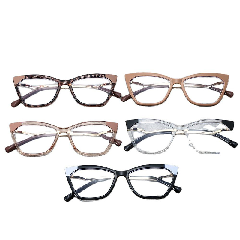 Cat Eye Flat Mirror Leopard Framed Anti Blue Light Glasses