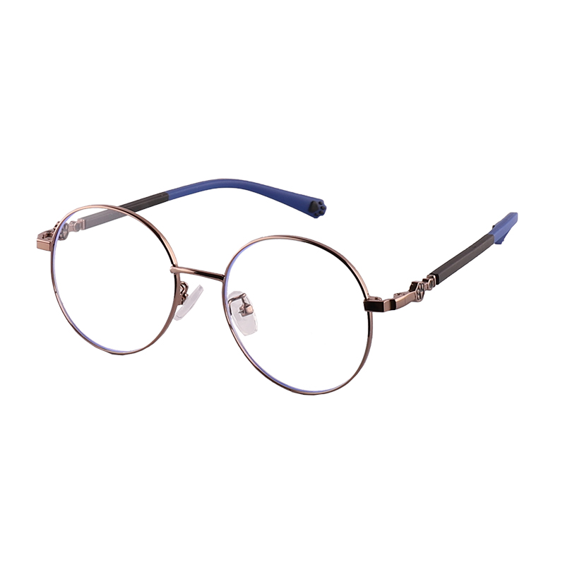 Round Metal Frame Blue Light Blocking Kid's Eyeglasses