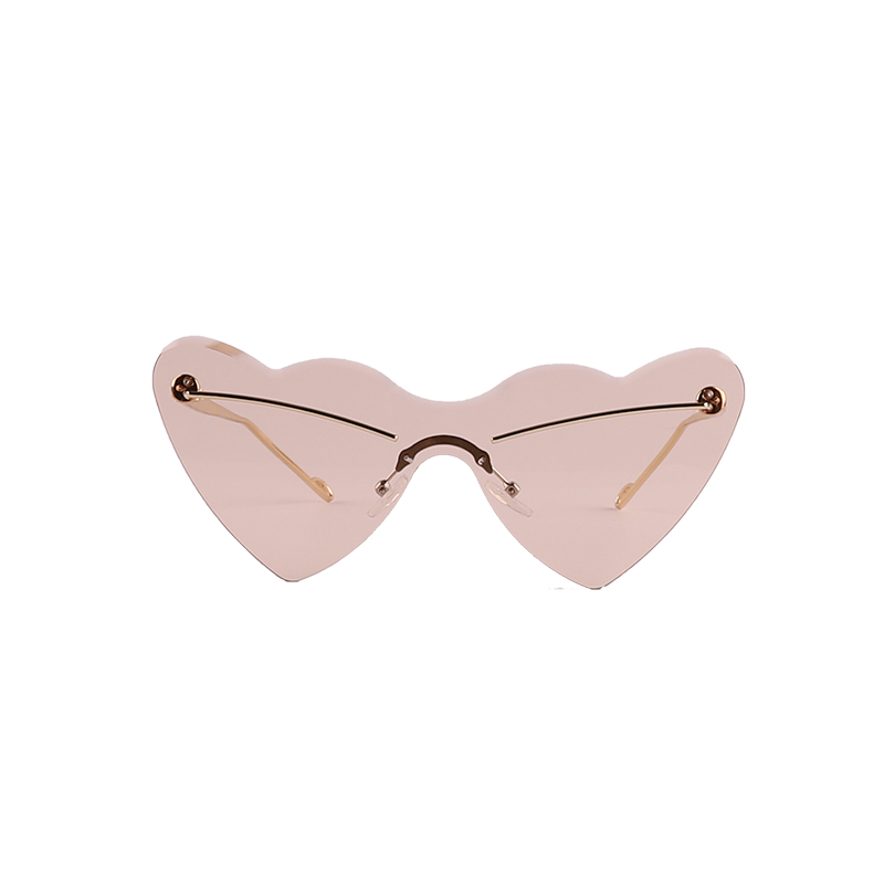 Metal Gradient Rimless Heart-shaped Sunglasses