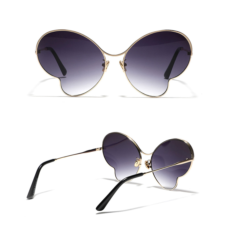 Women Gradient Metal Butterfly Frame Sunglasses