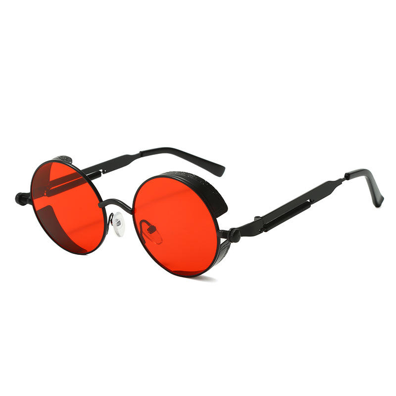 Men Women Round Metal Gothic Steampunk Sunglasses