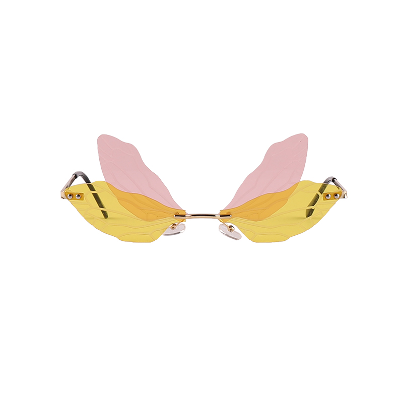 Personality Gradient Butterfly Shape Rimless Sunglasses