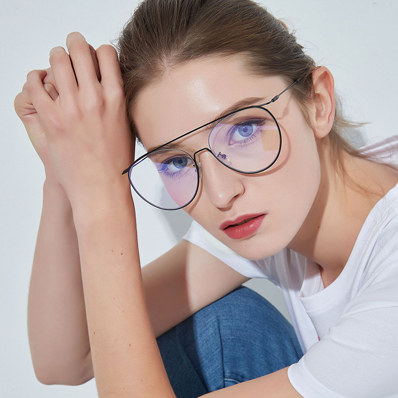 Oversized Vintage Round Metal Frame Optical Glasses