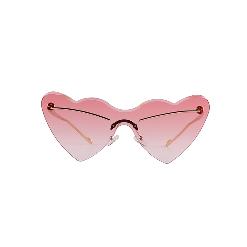 Metal Gradient Rimless Heart-shaped Sunglasses