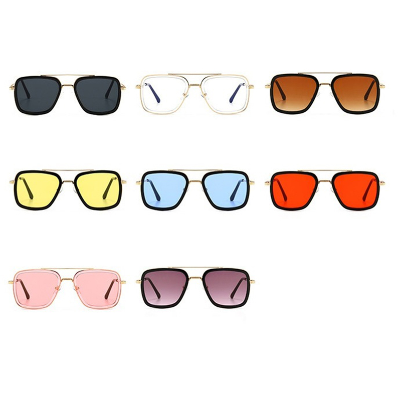 Aviator Square Metal Frame Sunglasses for Men Women