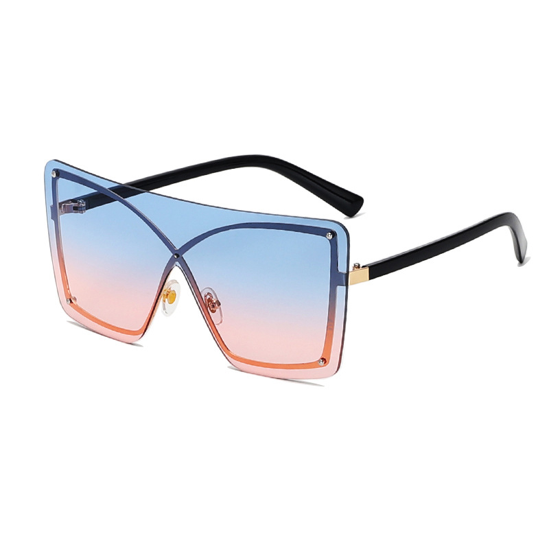 Oversized Gradient Square Metal Big Frame Shades Sunglasses