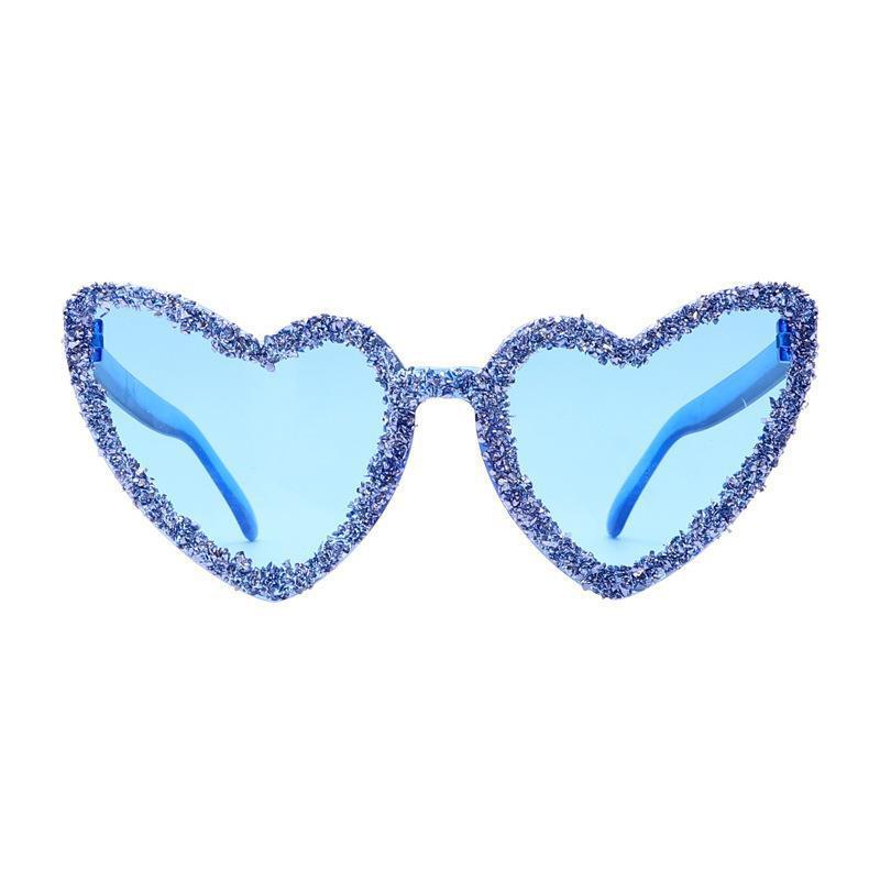 Candy Color Trendy Heart Shaped Rhinestone Sunglasses