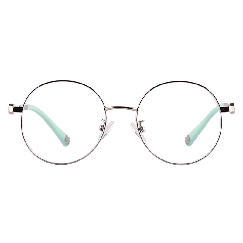 Round Metal Frame Blue Light Blocking Kid's Eyeglasses