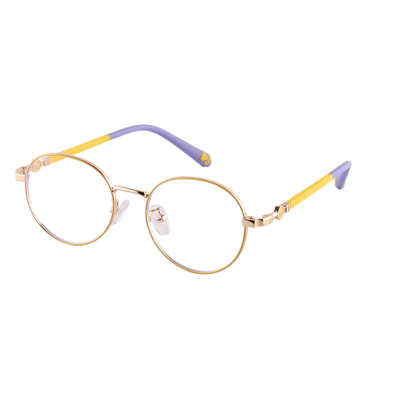 Children Round Metal Frame Clear Lens Glasses