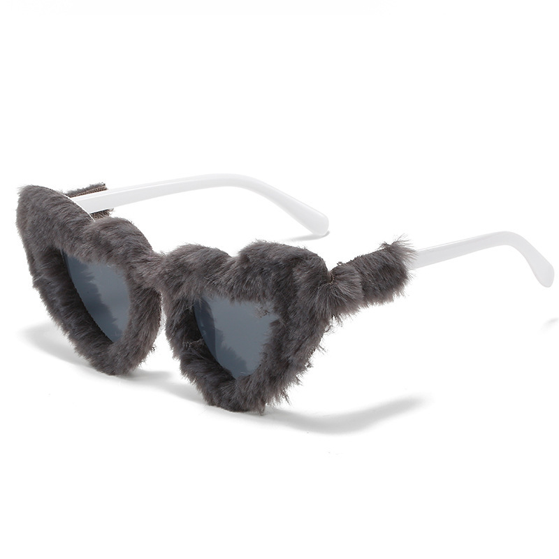 Trendy Funny Party Furry Heart Shaped Sunglasses