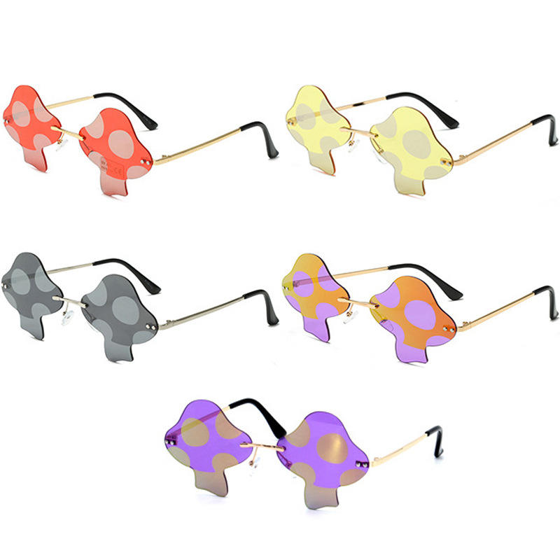 Color Film Mushroom Shaped Rimless Sunglasses