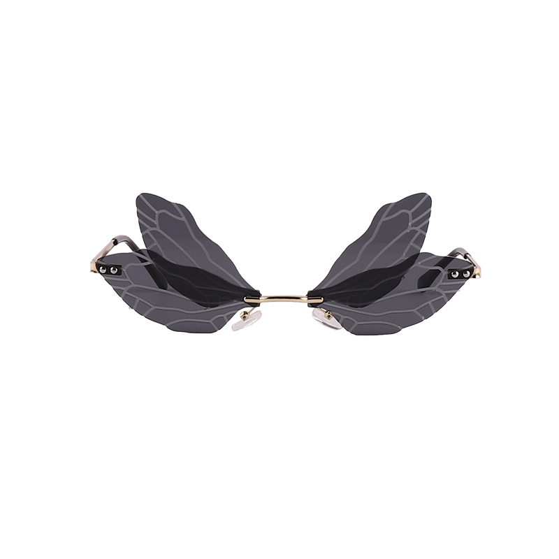 Personality Gradient Butterfly Shape Rimless Sunglasses