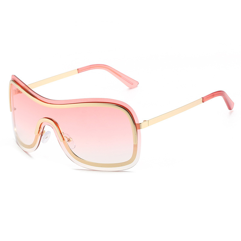 Punk Gradient Metal Big Frame Sunglasses For Ladies