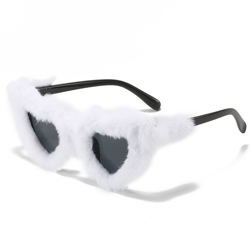 Trendy Funny Party Furry Heart Shaped Sunglasses