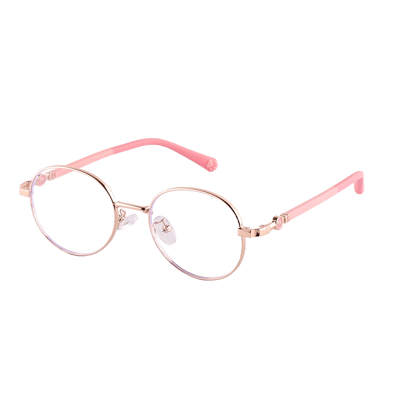 Children Round Metal Frame Clear Lens Glasses