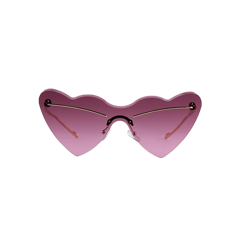 Metal Gradient Rimless Heart-shaped Sunglasses