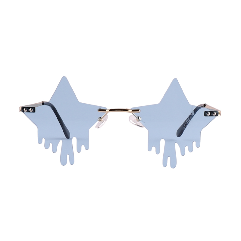 Trendy Dripping Star Shape Rimless Color Sunglasses