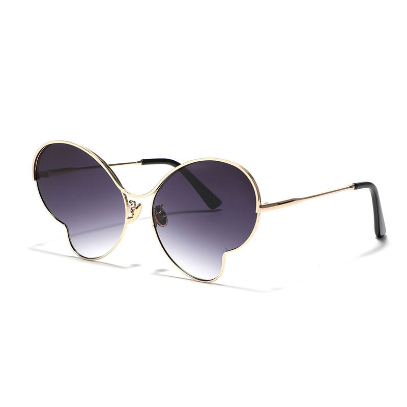 Women Gradient Metal Butterfly Frame Sunglasses