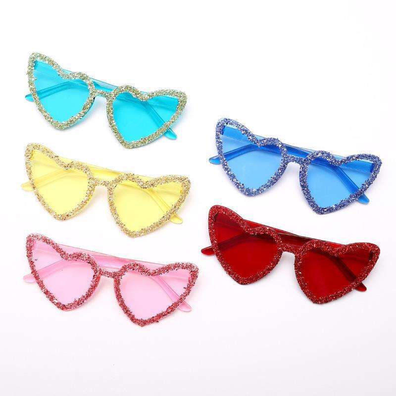 Candy Color Trendy Heart Shaped Rhinestone Sunglasses