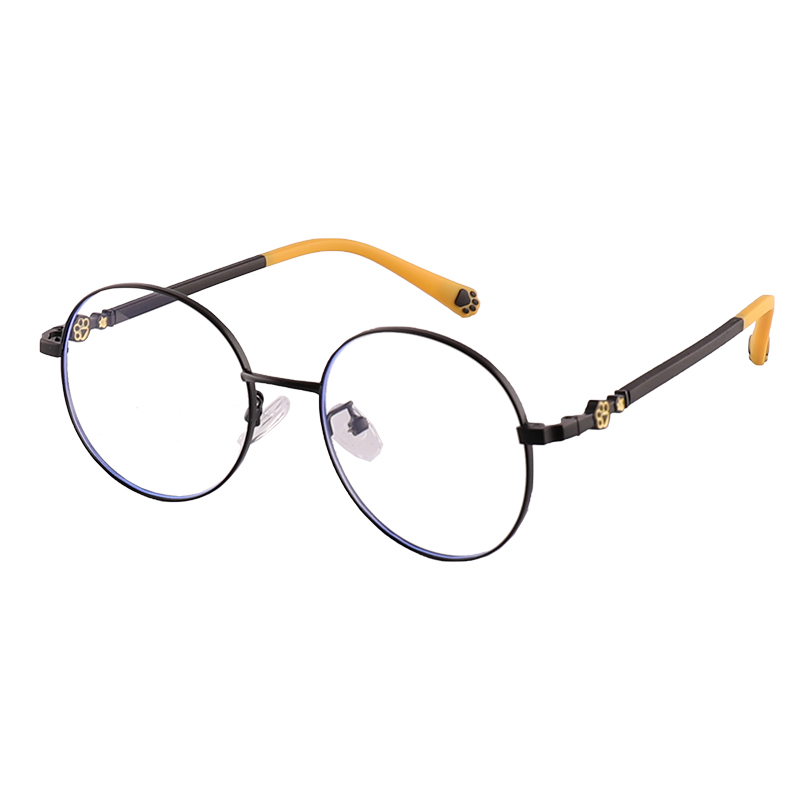 Round Metal Frame Blue Light Blocking Kid's Eyeglasses