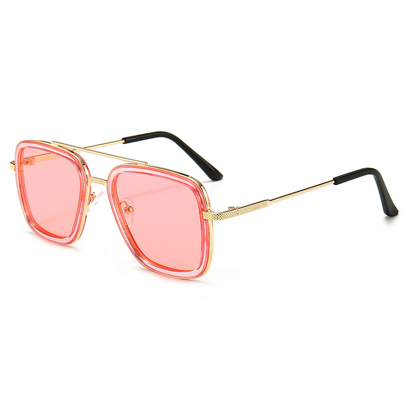 Aviator Square Metal Frame Sunglasses for Men Women