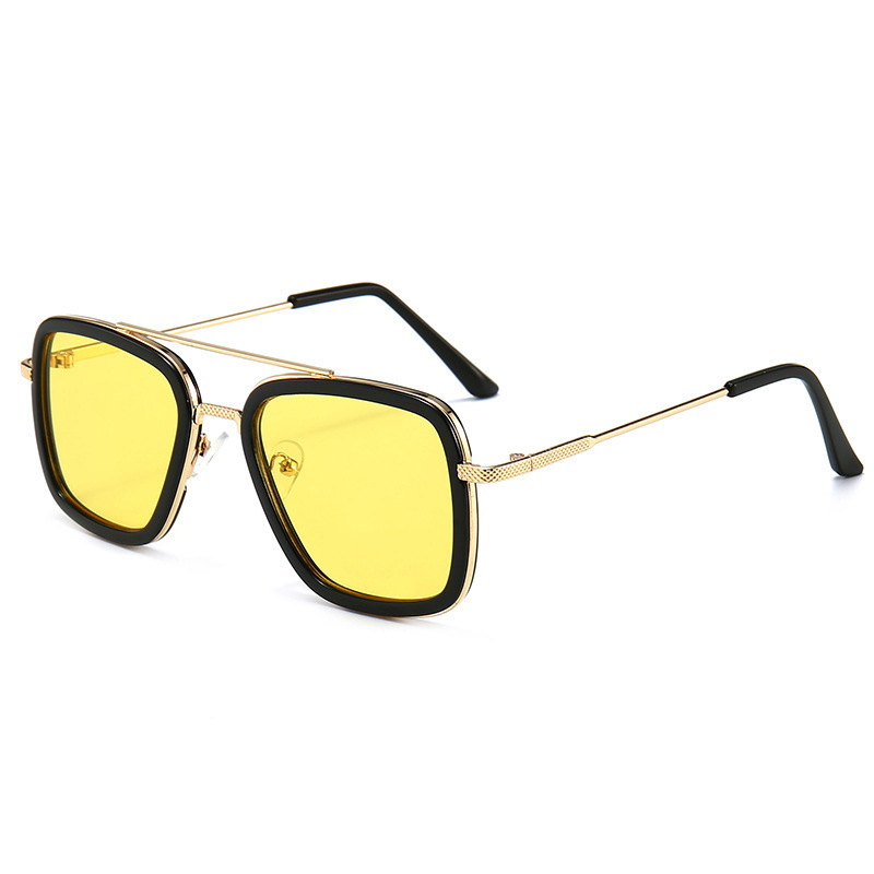 Aviator Square Metal Frame Sunglasses for Men Women