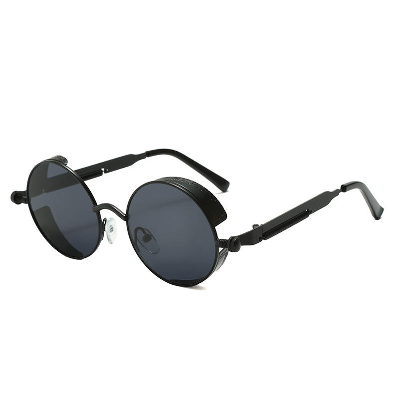 Men Women Round Metal Gothic Steampunk Sunglasses