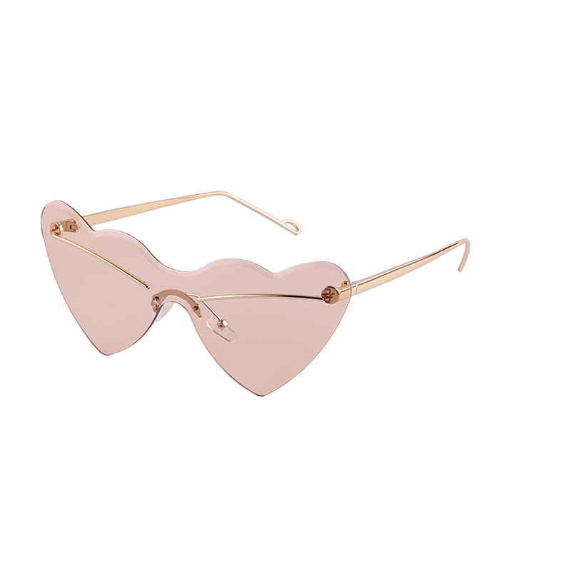 Metal Gradient Rimless Heart-shaped Sunglasses