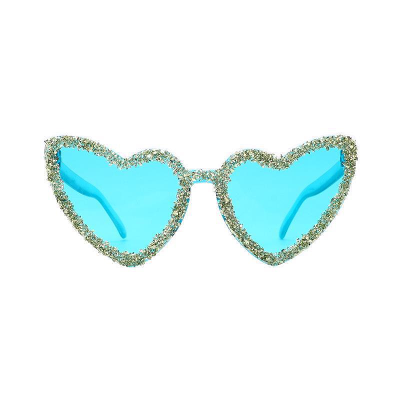 Candy Color Trendy Heart Shaped Rhinestone Sunglasses