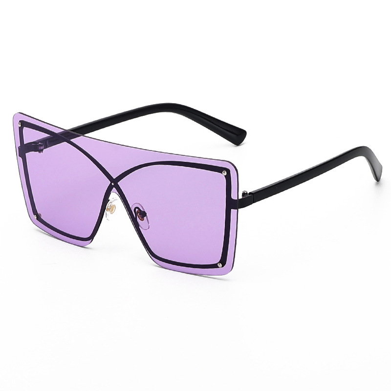 Oversized Gradient Square Metal Big Frame Shades Sunglasses