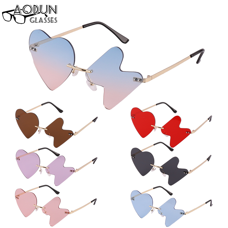 Fashion Heart And Lightning Shaped Rimless Party Sunglasses